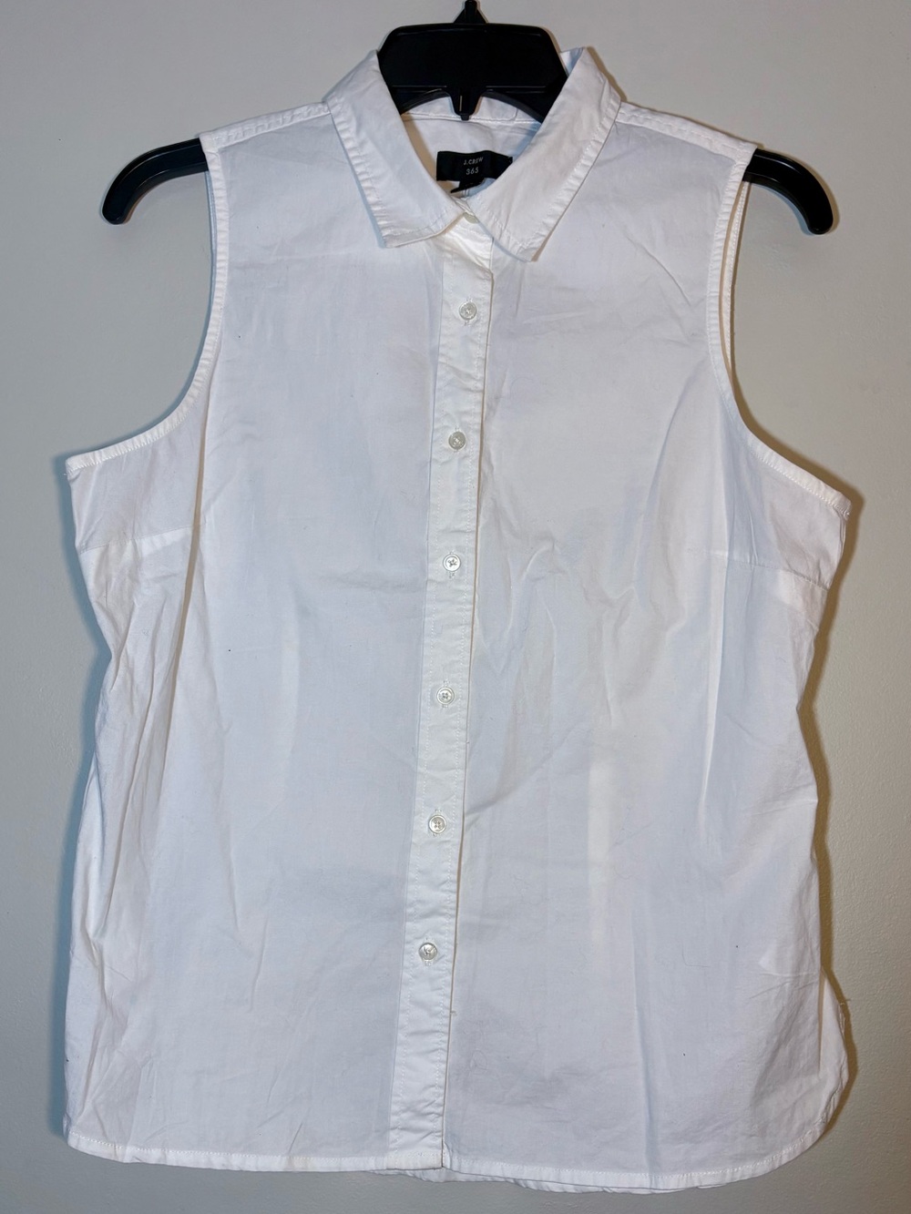 J. Crew White Sleeveless Button-Down Blouse